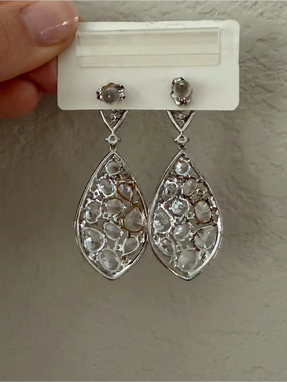 Côté d'Argent Silver Cubic Zirconia Teardrop Drop Earrings - Clear